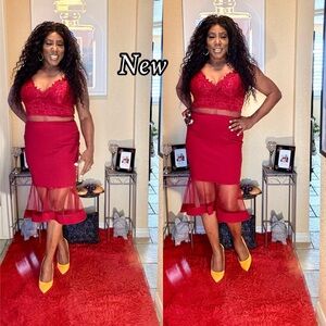 Haute Monde Scarlet Lace Dress